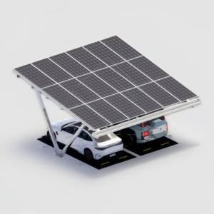 Structure de support de carport solaire en acier à double rangée personnalisée avec système de <span class=keywords><strong>gouttière</strong></span> intégré, certifiée CE, surface anodisée, garantie 10 ans - Product Image 1