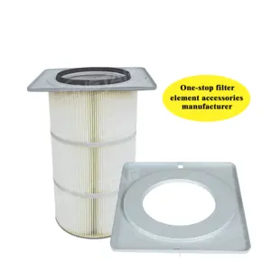 Flange Filter debu elemen serat poliester Square Chuck End-cap debu Cartridge Filter bagian