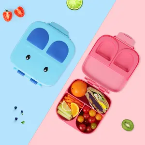 Bpa Free Kinder Bunte Bento Box Kunststoff Pp Silikon Lunchbox Lebensmittel qualität Kinder Lunchbox für die Schule mit Griff
