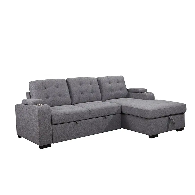 Sofá-cama tipo chaise lounge, sofá de esquina, nuevo diseño, funcional, con almacenamiento, proveedor de fábrica