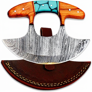 Nuevo Cuchillo Ulu de Acero de Damasco, Cortador de Pizza, Mezzaluna, para Deshuesar, con Punta de Gota, para Rebanar y Picar, para Camping, con Mango de Madera, Sheikh - Product Image 1