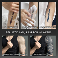 Tato sementara Semi permanen, tato Semi permanen tahan air tahan keringat bertahan selama 2 minggu Herbal realistis, tato anti-gesekan untuk lengan dan tubuh