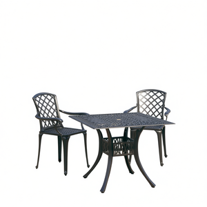 Set Bistrot in Alluminio Pressofuso 3 Pezzi Nero, Arredamento da Giardino Resistente alle Intemperie, Stile Tradizionale - Product Image 1