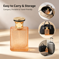 Flacon de parfum en verre craquelé ambre pêche 50 ml (1,7 oz) avec col doré et capuchon noir et or décoratif – Vente en gros directe usine