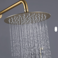 Système de douche mural multifonctionnel en laiton doré brossé de luxe avec mitigeur en céramique, ensemble de douche à effet pluie doux pour villa