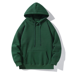 Sweats à capuche décontractés en coton vierge imprimé de logo personnalisé survêtement unisexe broderie en vrac sweats à capuche unis lourds pour hommes - Product Image 1