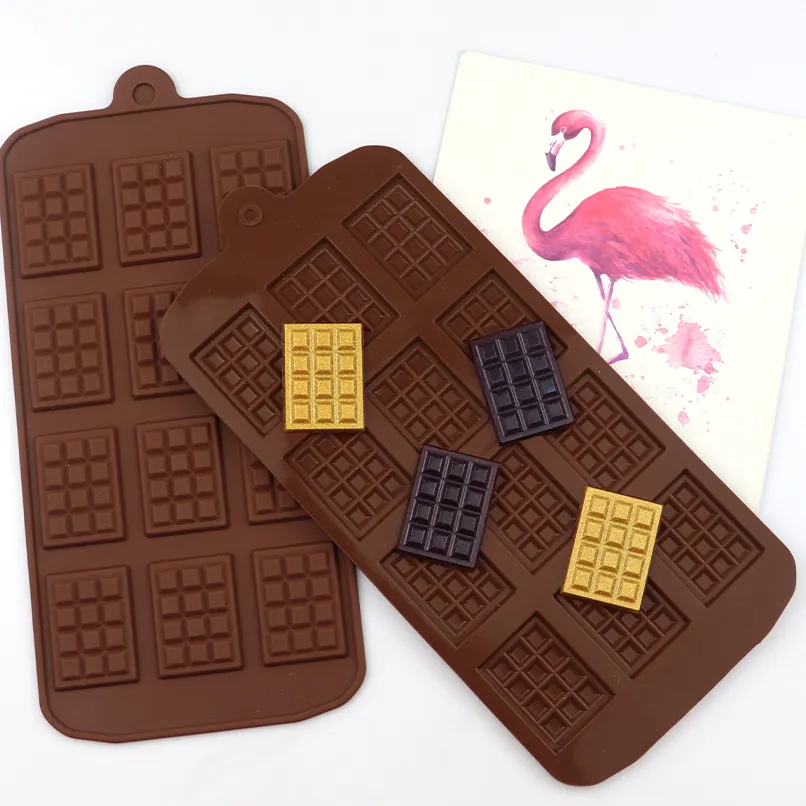 Moldes de silicona para chocolate con forma de gofrera, molde de Resina de silicona con 12 agujeros, muestra gratis de fábrica, 202