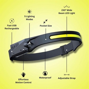Linterna Frontal LED Recargable Impermeable para Exteriores con Sensor de Movimiento, Accesorio de Camping Portátil para Adultos para Senderismo, Pesca y Ciclismo - Product Image 2