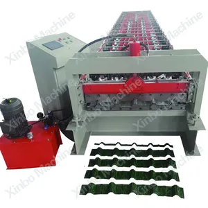 Xinbo mesin pembentuk ubin metcopo nigeria langkah lapisan tunggal material bangunan otomatis desain terbaru produsen mesin pembentuk