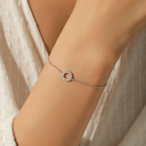 Pulsera de Cadena con Eslabones Redondos Calados de Plata de Ley 925 con Moissanita de Color D para Mujer, Joyería Fina - Product Image 2