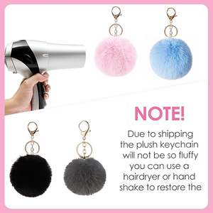 Lot de 8 porte-clés en peluche, pompons en fausse fourrure moelleux, accessoires pour sacs de femmes et filles, collection de porte-clés décoratifs doux - Product Image 5