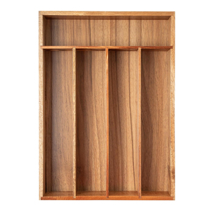 Organizador de Cajones de Madera de Acacia Resistente, Bandeja de Almacenamiento de Utensilios de Cocina Impermeable - Product Image 1