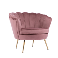 2024 Neue Moderne Samt-Wohnzimmer-Sessel Goldbein Freizeit Gepolsterter Rosa Akzent-Muschel-Sessel