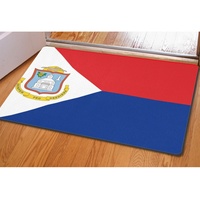 Tapis de sol rectangulaire en polyester et caoutchouc avec drapeau national de Pohnpei, paillasson antidérapant 40*60 cm pour entrée et cuisine
