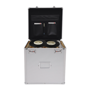 Valigetta per il trasporto e la conservazione di dischi in vinile da tavolo, con chiusura, per 50 dischi in vinile, colore argento, custodia per LP, custodia rigida per dischi. - Product Image 2