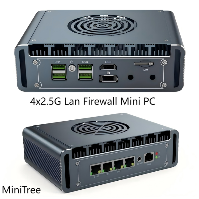 Enterprise Mini Firewall Router 4x2.5G Lan 8GB RAM 256GB SSD Celeron J5005 J6412 Mini PC for Industrial Control Cloud Sever