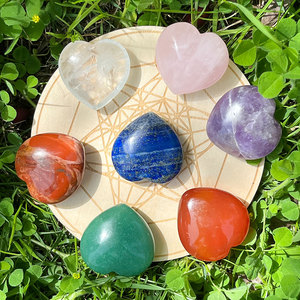 9PCS Palm burattato <span class=keywords><strong>Heart</strong></span> Worry <span class=keywords><strong>Stone</strong></span> per sollievo dall'ansia cristalli curativi Craft <span class=keywords><strong>set</strong></span> 7 <span class=keywords><strong>Chakra</strong></span> pietre a forma di cuore bilanciamento Reiki - Product Image 1