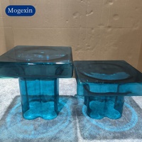 Ensemble table basse et table à thé en verre sur pied rond au design nordique moderne avec surface facile à nettoyer pour meubles de salon