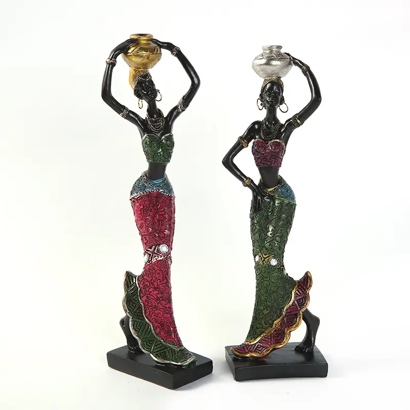 होम विंटेज उपहार शिल्प गुड़िया आभूषण विदेशी जनजातीय महिला सजावट मूर्तियां अफ्रीकी मूर्तिकला काली महिला मूर्तियां