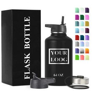 Hot Sale Factory Custom Logo Large Capacity Flask Water Bottle Outdoor Sport Stainless Steel <b>Thermos</b> 64 oz Drink Water Bottle - Product Image 1