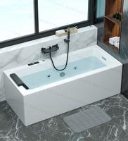 Baignoire autoportante moderne certifiée CE, en acrylique, de 60 pouces, pour 2 à 3 personnes, avec jets de micro-bulles et massage par remous
