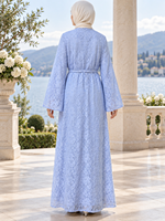 EVE028 2026 Ensemble Abaya Tendance avec Dentelle, Élégant et Raffiné, Vêtements Musulmans Islamiques Haut de Gamme, Hijabs, Style Décontracté Quotidien