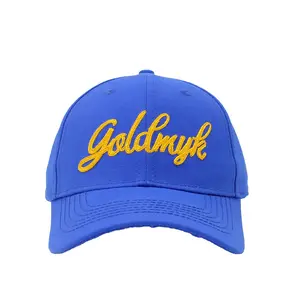 Royal Blue Color Cotton Fabric 6 Panels Structured Baseball Cap And Hat With New Technology Embroidery Logo