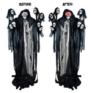 Decoraciones al aire libre de Halloween Animatronic Esqueleto colgante animado Fantasmas con ojos LED Sonido espeluznante - Product Image 2