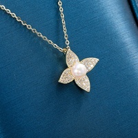 Collier trèfle à quatre feuilles en argent sterling S925 avec perle d'eau douce naturelle, bijou porte-bonheur pour femme, le plus bien noté par SPJ, faible MOQ