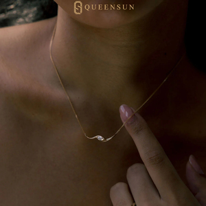 18K <span class=keywords><strong>Gold</strong></span> Wellenform Marquise-Schliff Labor-Diamant Anhänger Halskette - Minimalistischer Eleganter Edler Schmuck für Frauen, Tägliches Tragen Geschenk - Product Image 6