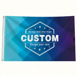 Qiyang Good Quality Digital Printing Advertising Promotional Blue Custom <b>Flags</b>, Banners with Any logo Any Design Any Color - Product Image 3