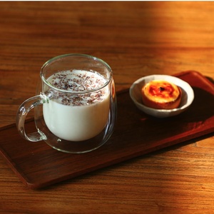 Cnglass cốc uống thủy tinh thủ công gia đình cốc cà phê thủy tinh có tường đôi cốc thủy tinh Borosilicate 10oz. Cốc trà thủy tinh có tay cầm - Product Image 2