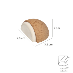 Fermaporta Adesivo a Mezzaluna in Legno di Quercia - Product Image 2