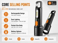 Linterna LED USB Recargable Portátil de ABS con Enchufe Tipo-C, Enfoque Ajustable, Alto CRI 80, 1000 Lúmenes, Uso de Emergencia, Llavero, 4 Horas de Duración