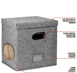 Scatola Porta Dischi in Vinile, Contiene Oltre 50 Singoli, Organizzatore Decorativo per LP con Coperchio, Robusta Scatola per Traslochi - Product Image 2