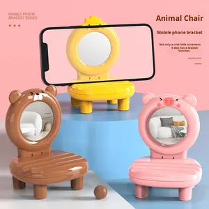 Support de télé<span class=keywords><strong>phone</strong></span> de bureau compact pliable universel avec motif d'animal de dessin animé mignon pour diffusion en direct, décoration de la maison, cadeau pour femmes et enfants - Product Image 1