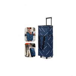 Reusable Polyester Grocery <b>Bag</b> Zipper Handled <b>Foldable</b> Rolling Tote Shopping Trolley with Wheels - Product Image 1