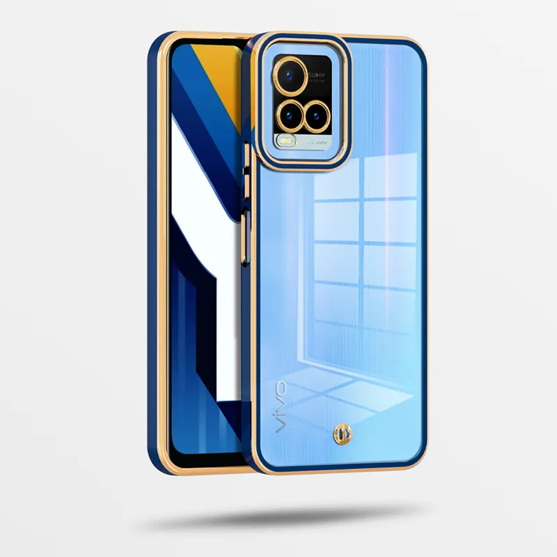 Electroplating design luxury transparent phone case for vivo Y21 2021 & Y21S & Y21T & Y21E 4G & Y32 & Y33T & Y33S & Y21A