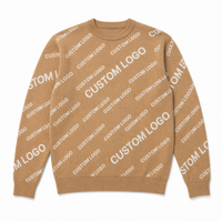 Pull en maille jacquard personnalisé avec logo OEM, prix de gros, pour homme, col rond, tricot d'hiver
