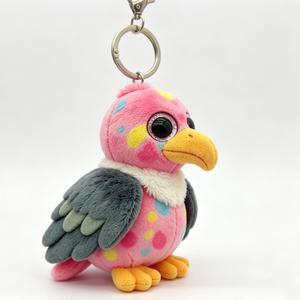 Customized Cute vibrant bird plush keychain, Pink polka dot bird plush keychain,<b>Mini</b> spotted bird stuffed toy <b>keyring</b> - Product Image 2