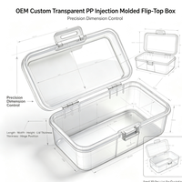 Boîte à rabat transparente en PP moulée par injection sur mesure pour le stockage de composants électroniques, outillage personnalisé et production en série