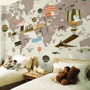 Papel tapiz con mapa del mundo para decoración del hogar, mural personalizado