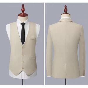 <span class=keywords><strong>Costume</strong></span> 3 pièces pour <span class=keywords><strong>homme</strong></span> avec revers plat à un bouton, pantalon et <span class=keywords><strong>gilet</strong></span> pour mariage <span class=keywords><strong>beige</strong></span> - Product Image 2