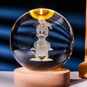 Boule de cristal décorative 3D Art Stitch Système Solaire Lune Galaxie Saturne, lampe de nuit pour la décoration intérieure - Product Image 2