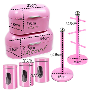 Organizador de despensa personalizado, contenedor de pan de metal, almacenamiento de azúcar, té y café, caja para toallas de papel, portavasos con juego de recipientes para cocina - Product Image 3