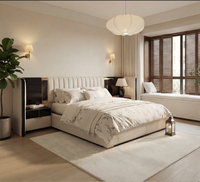 Lit moderne luxueux en cuir véritable rembourré avec cadre en bois, confortable, taille king, garantie de 3 ans
