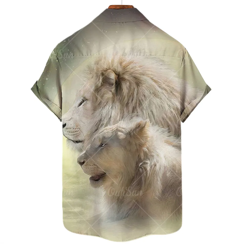 Impression nouveau Design Lion chemise à manches courtes impression chemise de plage tissu de haute qualité pour hommes 3d haut affaires décontracté motif 3D