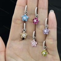 Five Leaf Flower Charm Anhänger Pave CZ Hoop 925 Sterling Silber Damen schmuck Vergoldete Ohrringe