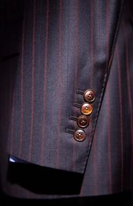 Элитный мужской костюм-двойка из мериносовой шерсти темно-красного цвета в полоску, на заказ, повседневный деловой, двубортный, с острыми лацканами - Product Image 2