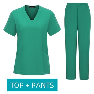 Women's Scrub Set Short Sleeve Split Design Knitted Uniforms For Medical Beauty Dental Work <b>Clothes</b> Size S XXL - Product Image 4